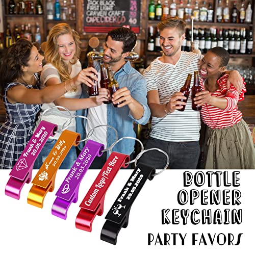 20PCS Personalized Bottle Opener Keychain Bulk Custom Beer Bottle Opener with Logo Text Engraved Wedding Bottle Opener Favors Customized Gifts for Guests Baby Shower Birthday Party