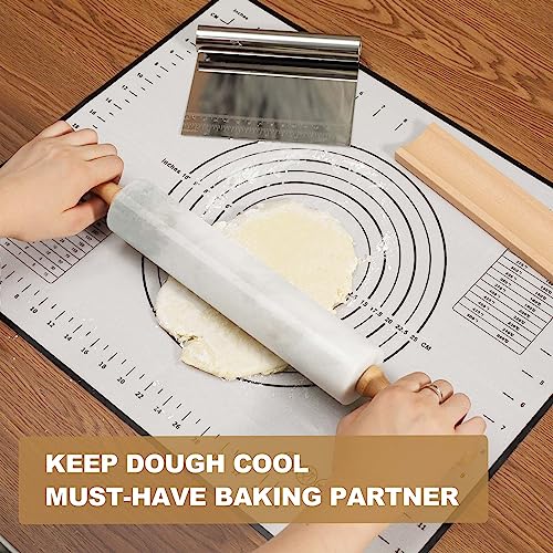 African Natural Marble Rolling Pin (White Marble with Pastry Mat)