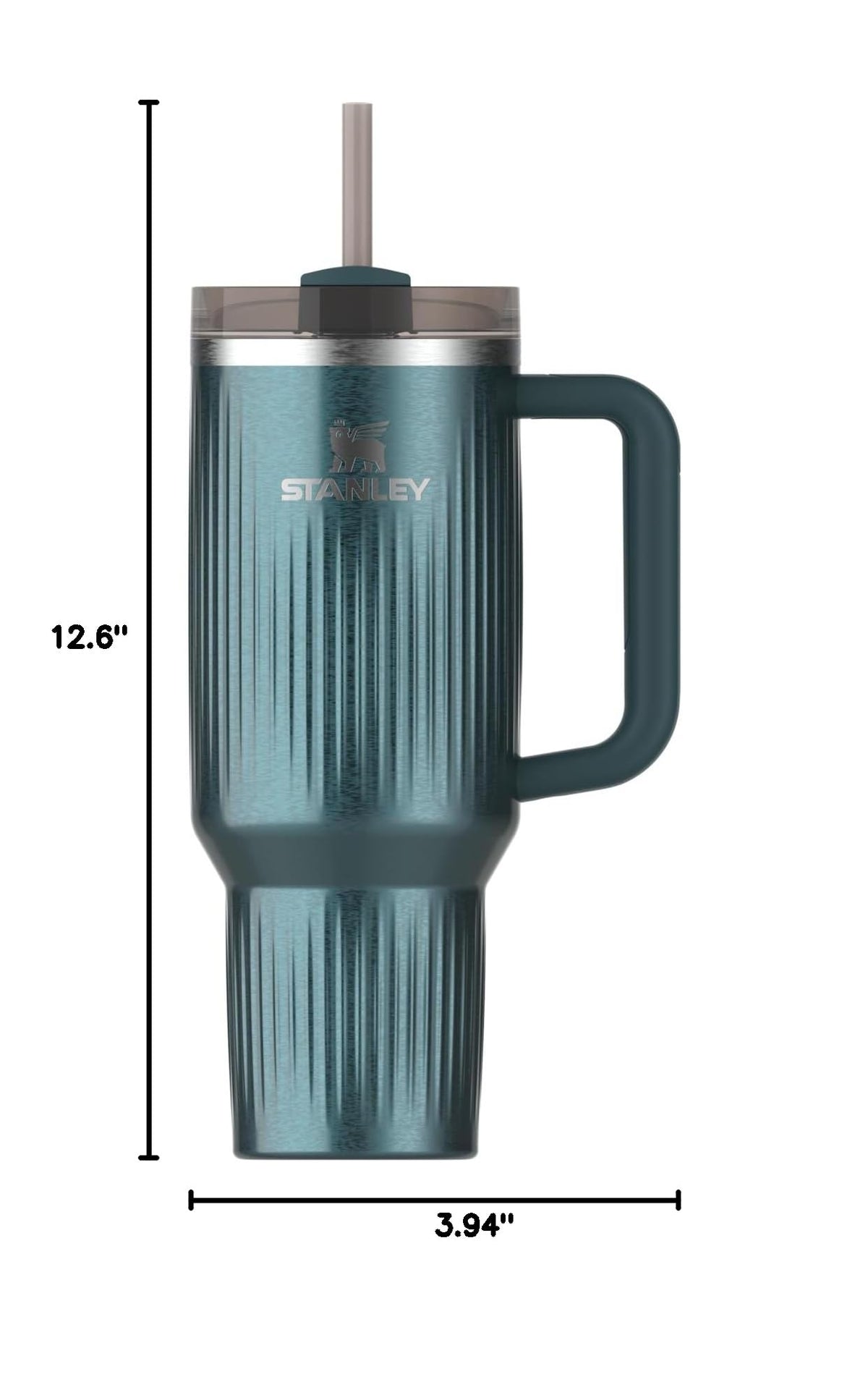 Quencher H2.0 Tumbler with Handle and Straw 40 oz (40 Ounces / Fluted Marina Shine)