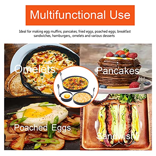 Stainless Steel Egg Cooker Set (Black 3 pcs of 8" 6" 4“ with accessories)