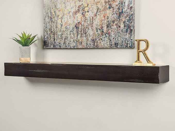 MANTELSDIRECT Breckenridge 60” Fireplace Mantel Shelf with Corbels – Rustic Floating Mantel Shelf for Over Fireplace – Espresso Rustic - Wood Shelf for Wall – Pine Box Construction