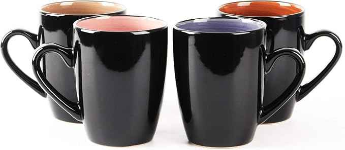 16-Piece Dinnerware Set - Serves 4, Black and Speckled Purple Plates & Bowls Set | Microwave & Dishwasher Safe Mix Cobalt, Mocha, Rose, Spice