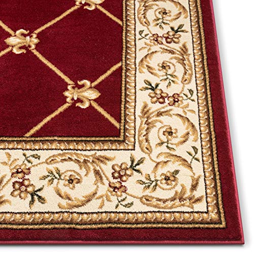 Patrician Trellis Red French European Formal Traditional 5X7 (5'3" x 7'3" (Rectangular) / Red)