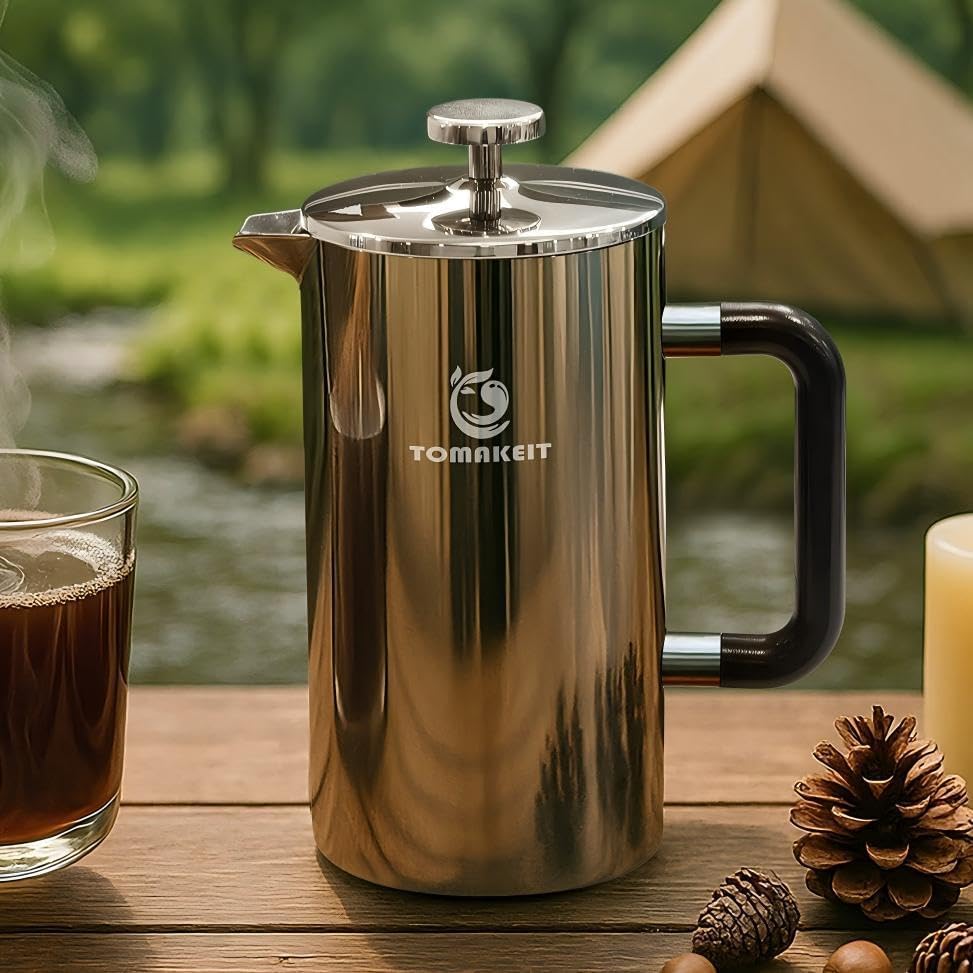 1L 34 Oz French Press Coffee Maker (Silver-Upgrade)