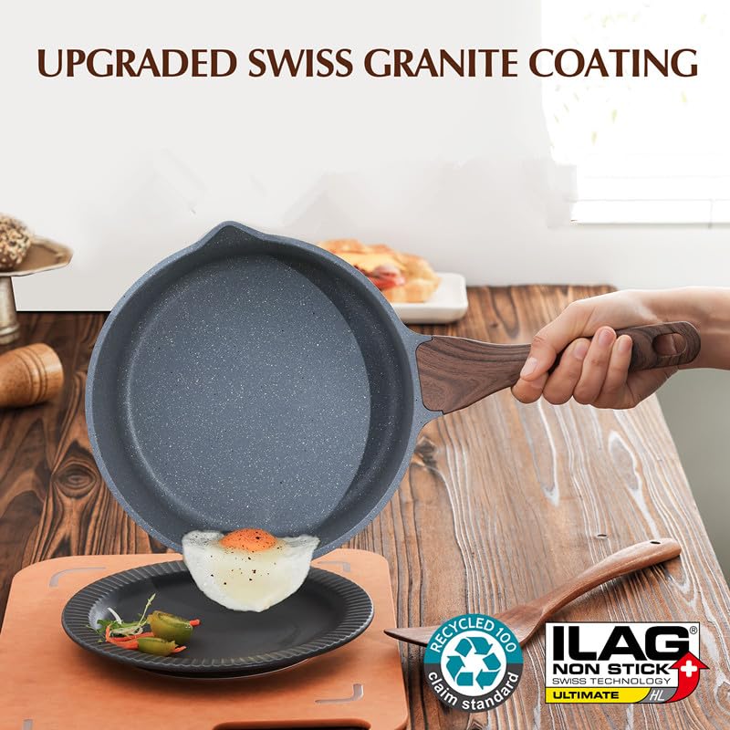 3 Quarts Nonstick Saucepan with Double Pouring Spout (Gray Granite / 3 Quarts)