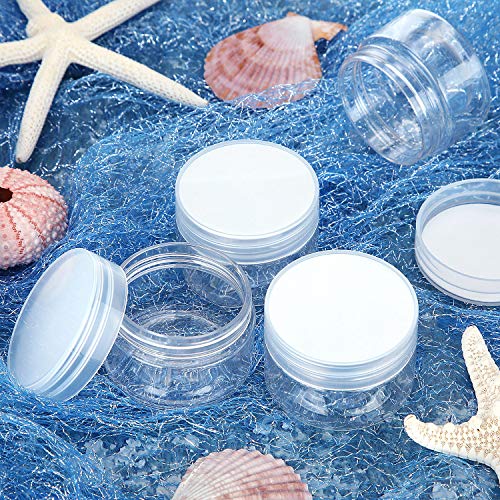 6 Pack 2 oz Clear Plastic Jars Containers with Lids Wide Mouth (2 Ounce)