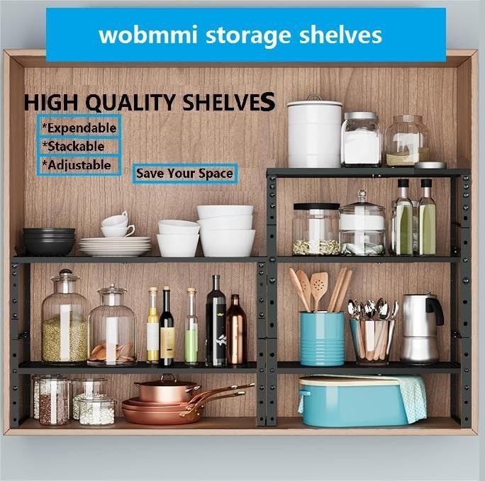 Expandable Adjustable & Stackable Spice Rack (Black / 2PACKS/BLACK/LARGE)