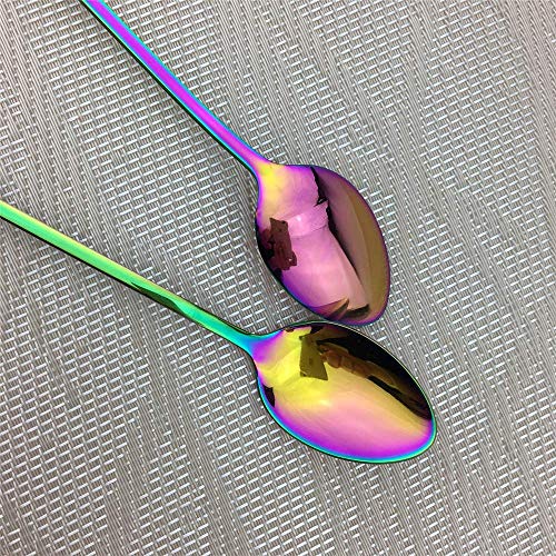 10 Piece Long Handle Iced Tea Spoon (10 Pieces Rainbow)