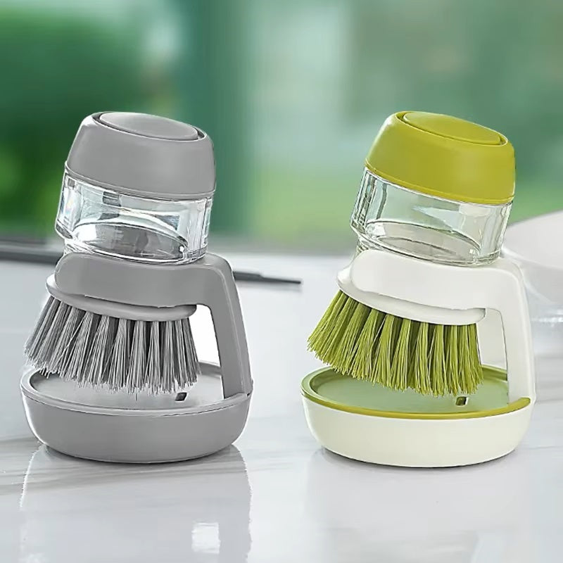 Soap Dispenser Palm Dish Brush with Storage Bracket (Gray&green)