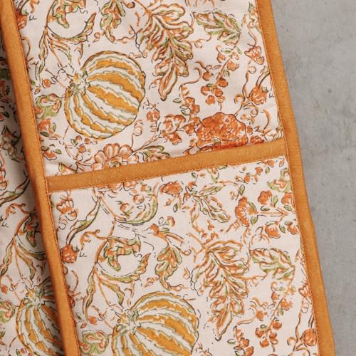 Double Oven Mitts 100% Cotton Double Oven Glove (127 - Pumpkin Spice / 7" x 35" (Double Oven Mitt))