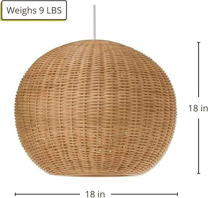 Kouboo 1050030 Wicker Ball Pendant Light, 18" x 18" x 18", Natural