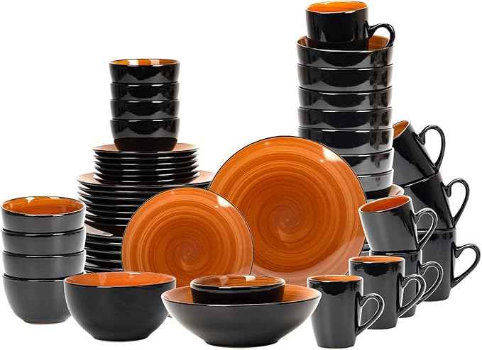 Stoneware Sonoma 56pc Dinnerware Set, Black + Speckled Spin Wash Spice