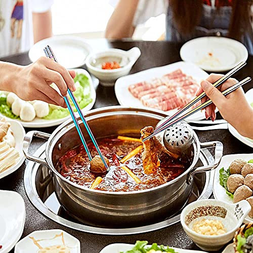 Metal Chopsticks Reusable Titanium Plated Stainless Steel Japanese Korean for Food & Cooking 9.5Inch Non