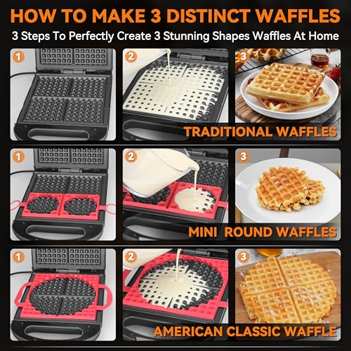 Multi Shapes Waffle Iron (Belgian Waffle Maker (Graphite))