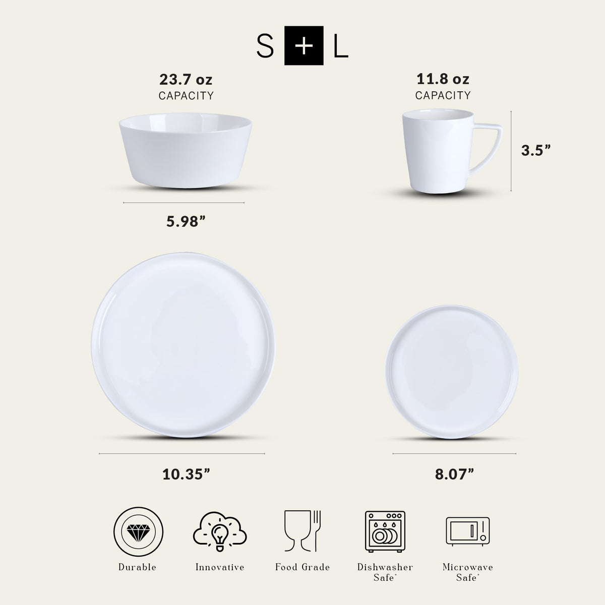 Madeline Bone China 16 Piece Dinnerware (Madeline - White / 16 Piece Service for 4)