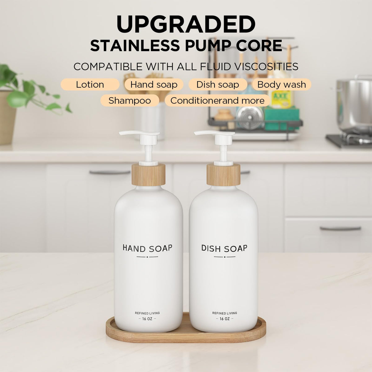 Hand and Dish Soap Dispenser Set (Hand Dish (White))