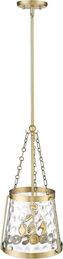 ML Lighting | Adabella Collection | 20403-VB | 3 Light Pendant in Vintage Brass Finish with Clear Hammered Glass Shade | Perfect for Kitchens, Dining Rooms, Living Rooms, Entryways, Hallways
