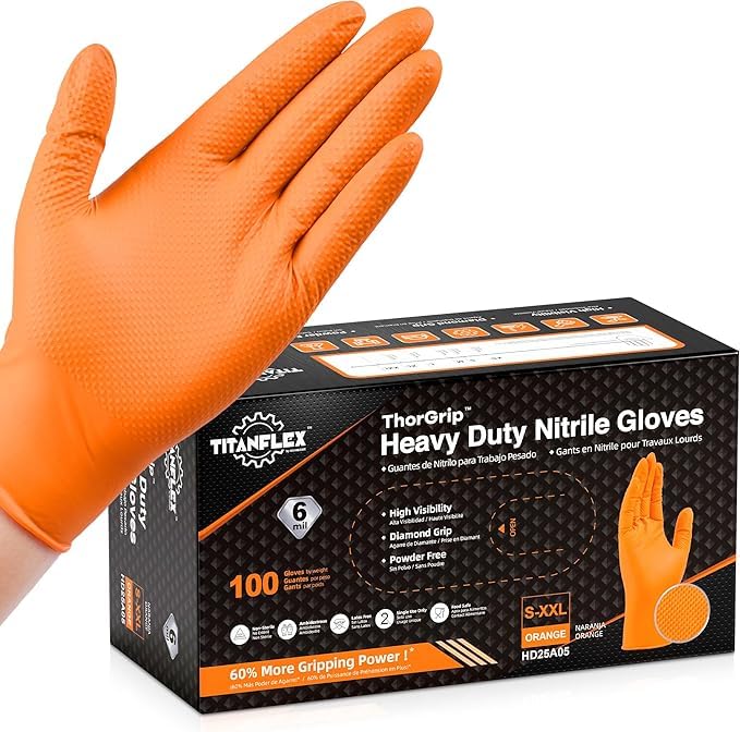 Heavy Duty Orange Nitrile Gloves (04 6mil (100ct) / Small)