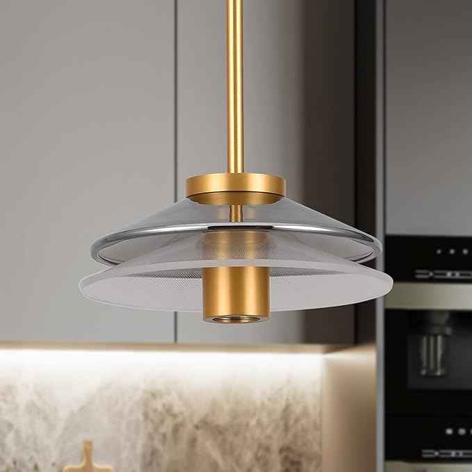 VONN Lighting Verona VAP2311BL 7" 1-Light Integrated LED ETL Certified Black Height Adjustable Pendant Lighting with Glass Shade