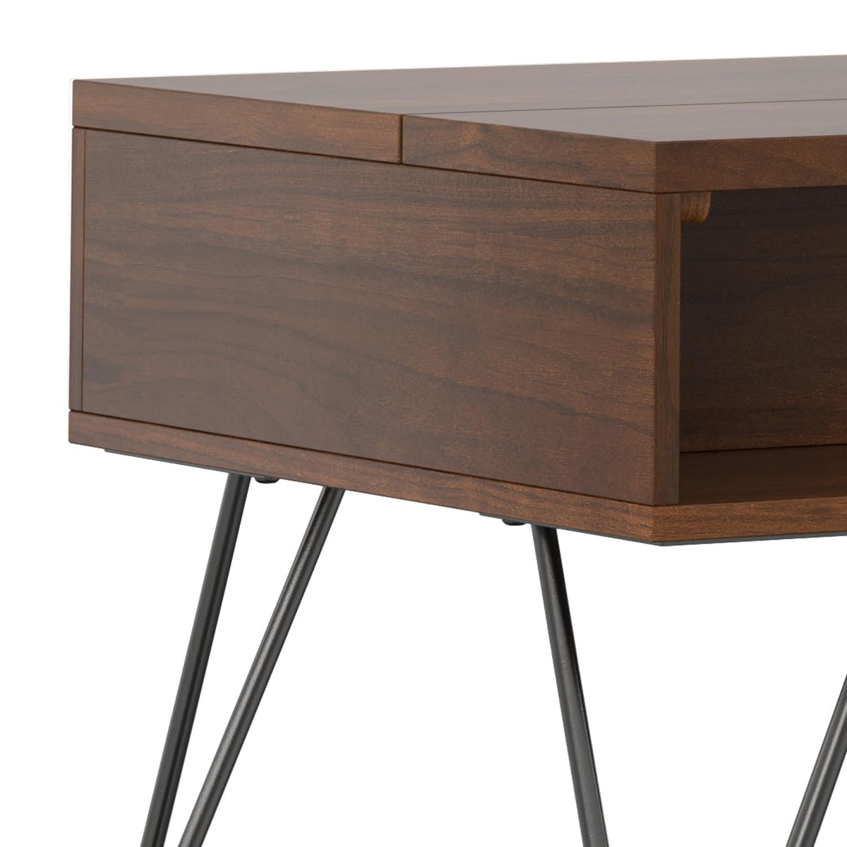 Hunter 48" Wide Walnut Veneer and Metal Coffee Table in Brown (Lift Top Coffee Table / 48 inch / Walnut Veneer)