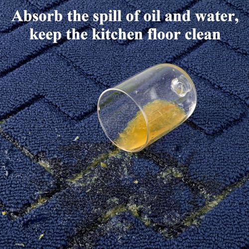 Kitchen Runner Rug (Navy Blue / 20"x48"+20"x32")