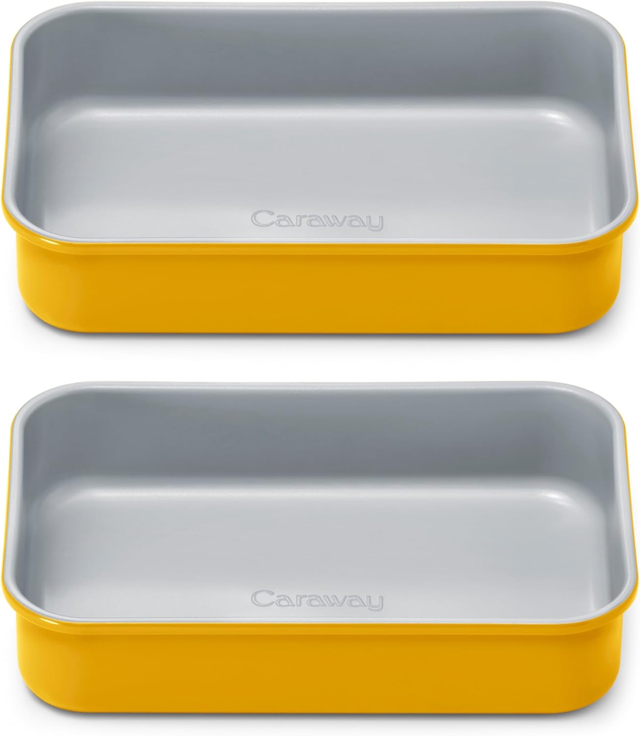 Caraway Nonstick 9” x 6.5” Small Rectangle Baking Pan Duo – Non-Toxic, PTFE & PFOA Free – Aluminized Steel Core – Deep Ceramic Baking Pan for Casseroles, Lasagna & More - Marigold - HomeSpice