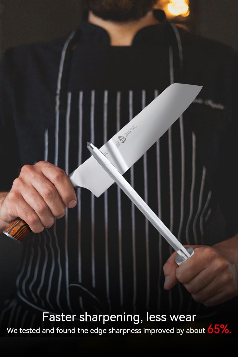 Honing Rod Sharpening Steel with Larger Diameter for Kitchen Knife Daily Honing Maintenance