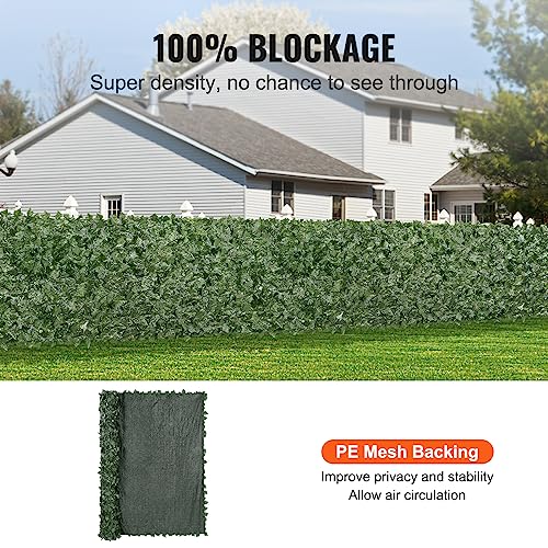 Artificial Ivy Privacy Fence Screen (Ivy with Green Mesh Backing / 96 x 72 inch)