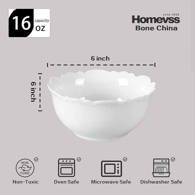 HomeVss, New Bone China Dinnerware Set, Embossed Winds, Service for 4-16pc Set