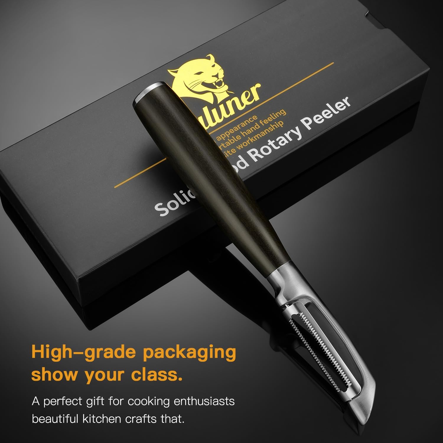 Serrated Blade Premium I Type 304 Stainless Steel Multifunctional Kitchen Peeler Real Wood Handle Ultra Sharp Blade Vegetable Potato Apple（Agarwood） - HomeSpice