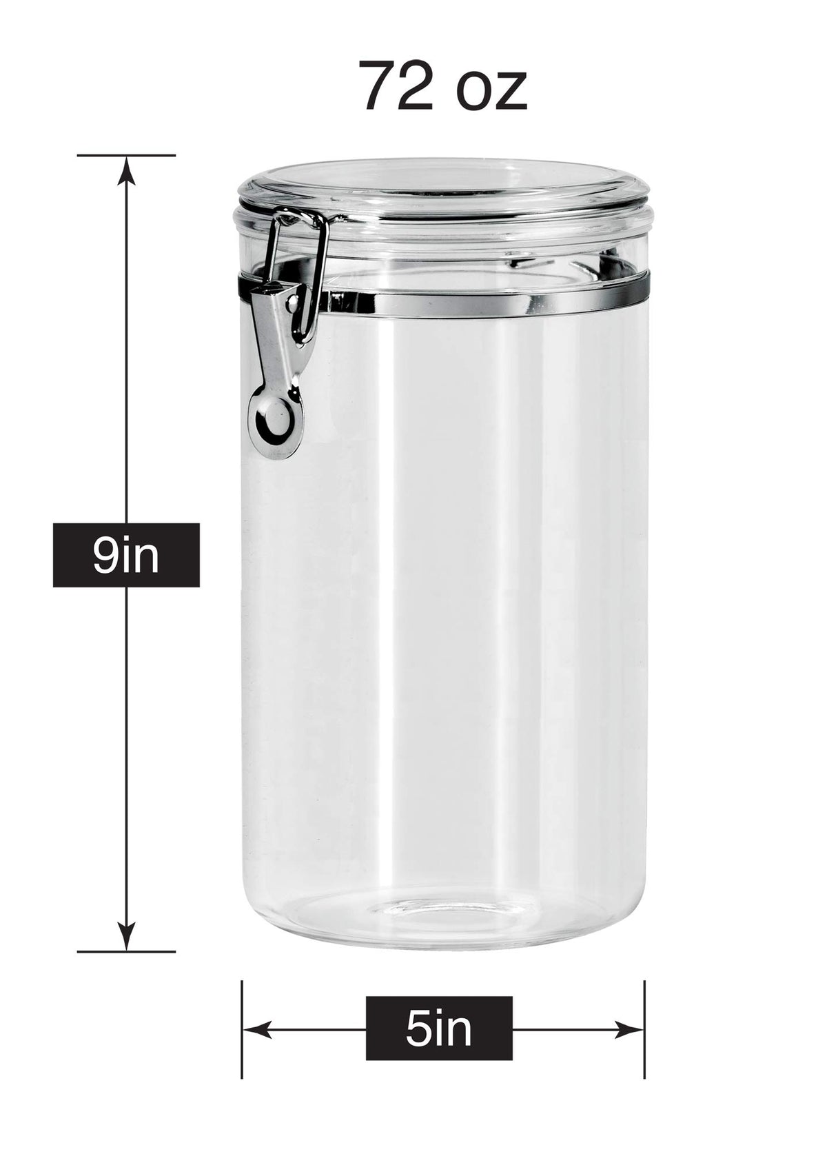 Large Clear Canister with Clamp Lid (72-Fluid Ounce / Canister)