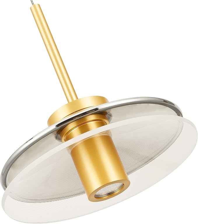 VONN Lighting Verona VAP2311BL 7" 1-Light Integrated LED ETL Certified Black Height Adjustable Pendant Lighting with Glass Shade