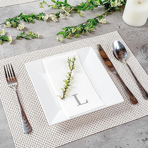 Paper Rectangle Silver Letter l Linen (Silver / 50 Count / L)