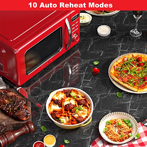 GLCMKZ09RDR09 Retro Countertop Microwave Oven with Auto Cook & Reheat (Red / .9 cu ft / Modern)