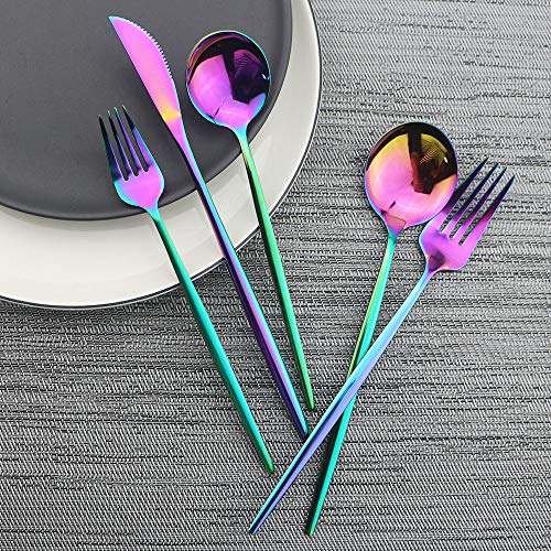 20 Piece Stainless Steel Satin Finish Flatware Set (Service for 4 / Rainbow)