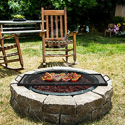 Heavy Duty Rectangular Fire Pit Grill Grate with X (44-INCH)