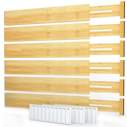 Bamboo Drawer Dividers with Labels (Long (17-22 in))