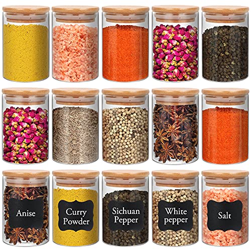 15 Pack 8 oz Glass Jars With Bamboo Lids for Kitchen (8 fl oz (15 pcs))