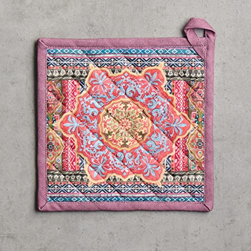 Pot Holders 100% Cotton Potholders (075 - Ispahan / 8" x 8" (Pot Holder Pack of 1))
