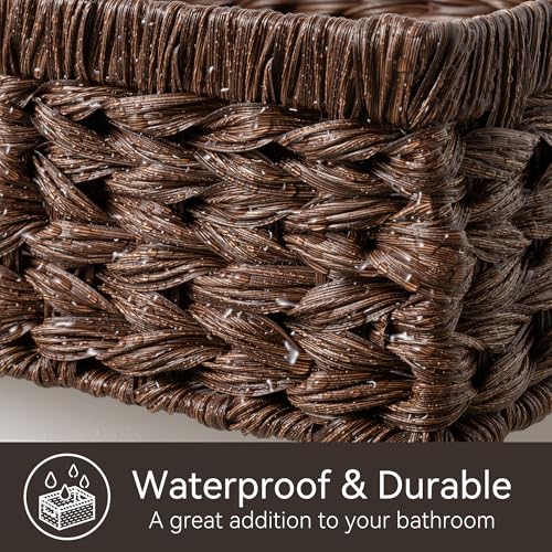 Wicker Storage Baskets for Shelves (Brown / 15¼"L x 11¾"W x 4¾"H)