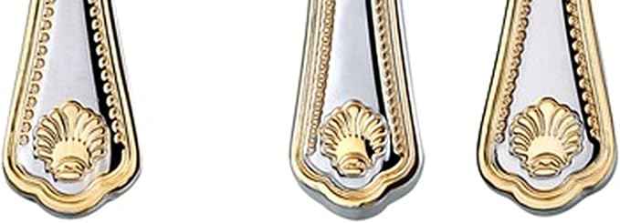 "Seashell" 75-Piece Fine Flatware Set, Silverware Cutlery Dining Service for 12, Premium 18/10 Surgical Stainless Steel, 24K Gold-Plated Hostess Serving Set