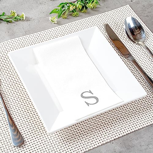 Silver S White Linen Feel Guest Towel Napkin (Silver / 2000 Count / S)