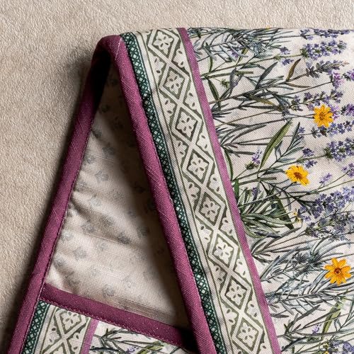 Double Oven Mitts 100% Cotton Double Oven Glove (016 - Fanny Lavender / 7" x 35" (Double Oven Mitt))