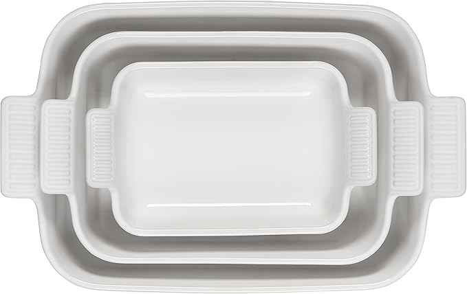 Le Creuset Stoneware Heritage Set 3 Rectangular Dishes, White