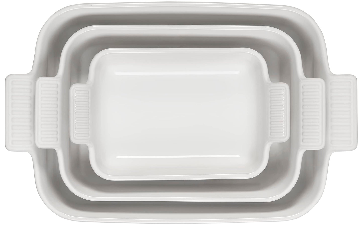 Stoneware Heritage Rectangular Baking Dish (3-Piece Dish Set / White)