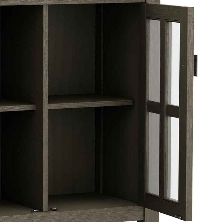 SIMPLIHOME Artisan SOLID WOOD 30 Inch Wide Contemporary Low Storage Cabinet in Farmhouse Grey, For the Living Room, Entryway and Family Room