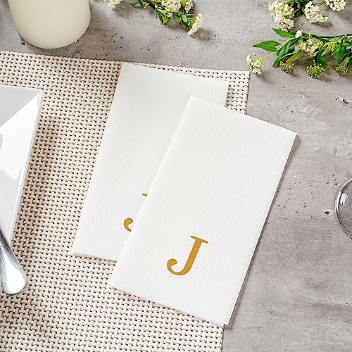 Paper Rectangle Gold Letter J Linen (Gold / 2000 Count / J)