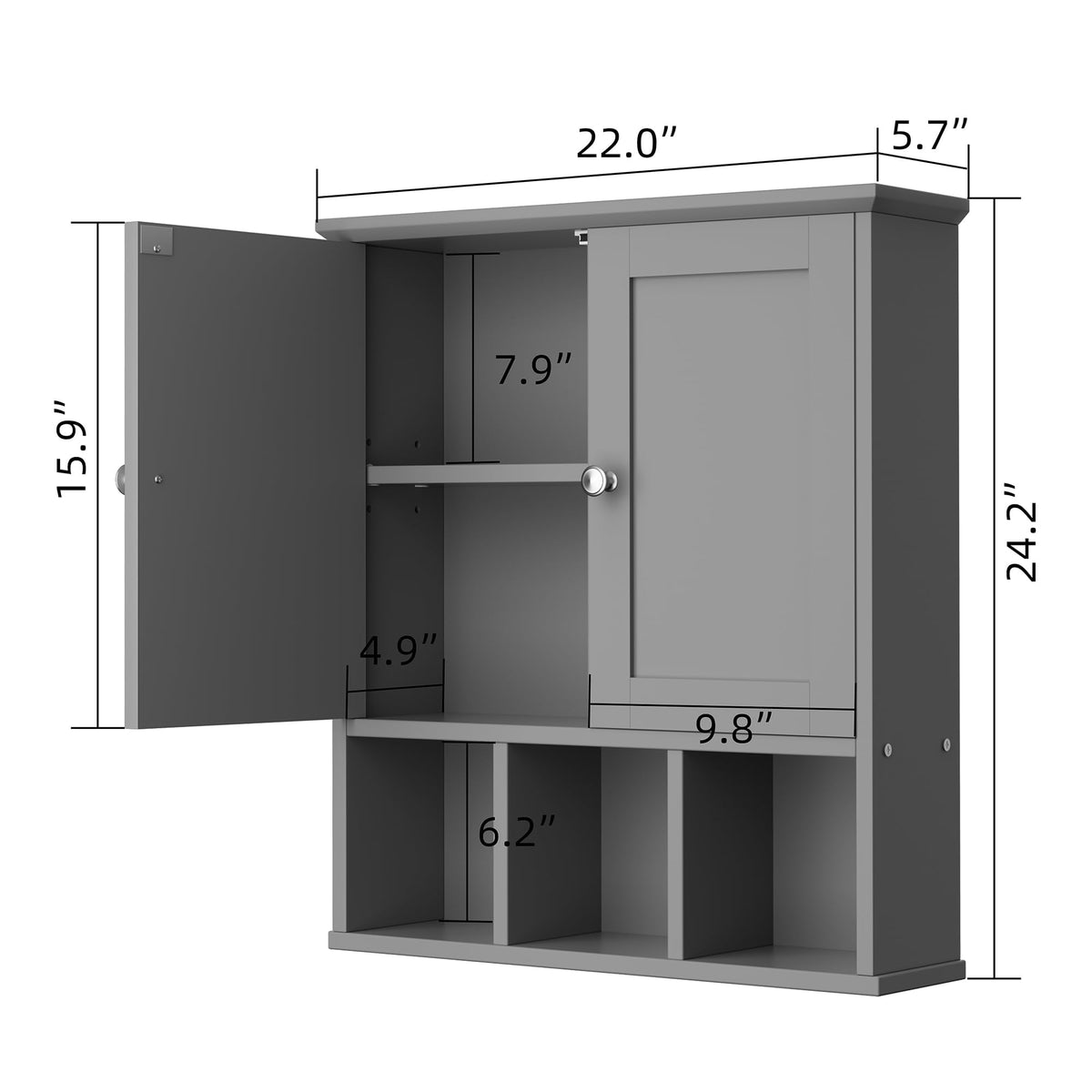 Bathroom Medicine Cabinet (Grey)