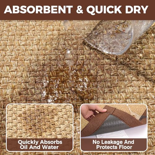 Kitchen Rugs Non Slip Washable Kitchen Mat Anti Fatigue Brown 17"x47" (5.54 Sq Ft)