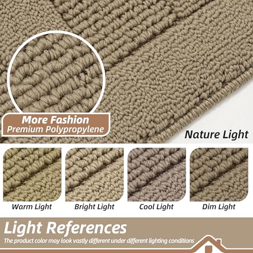 24x60 in Kitchen Rugs Non Slip Washable Kitchen Runner Rug (2' x 5' (Semicircular) / Beige)